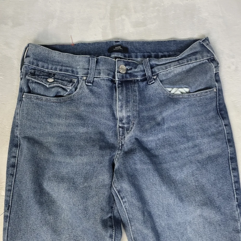 True Religion Jeans Mens 34x31 Geno Relaxed Slim Straight Mid Rise Zip Fly